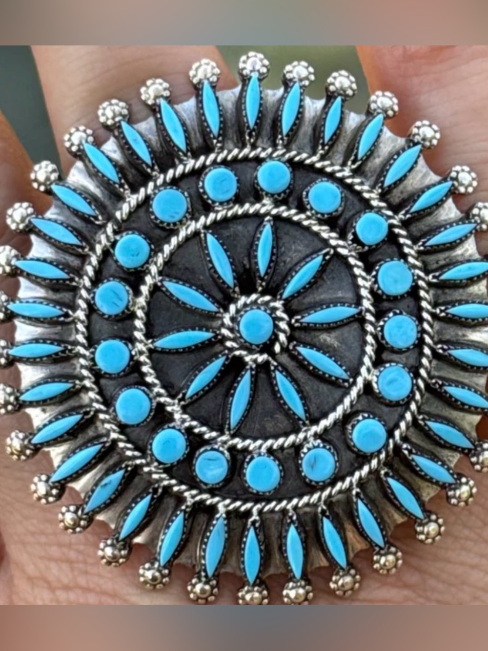 Navajo Turquoise Needlepoint Zuni Ring